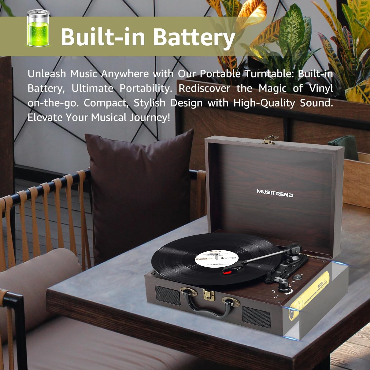 Chandni Vinyl Vintage Suitcase-Style Turntable Record Player