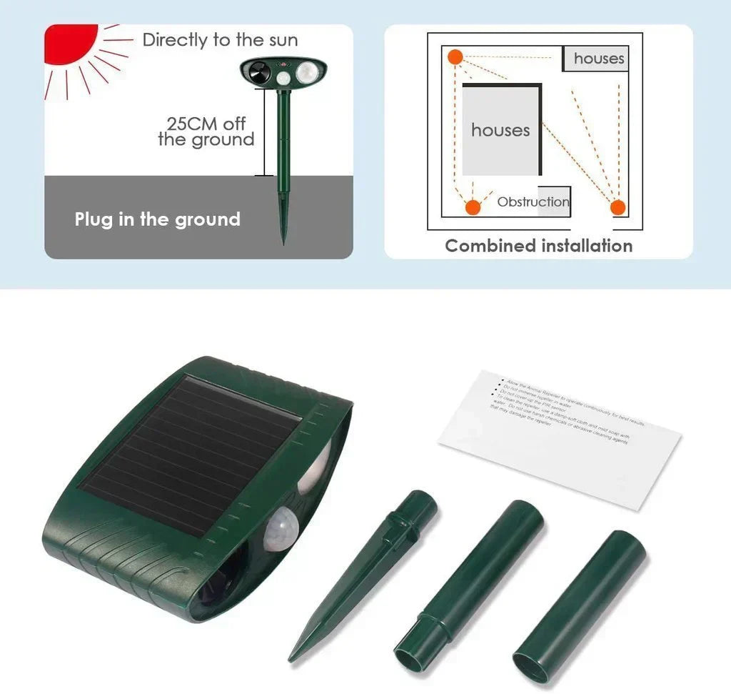 Chandni Solar Ultrasonic Chipmunk Repeller – Outdoor Rodent Deterrent Device