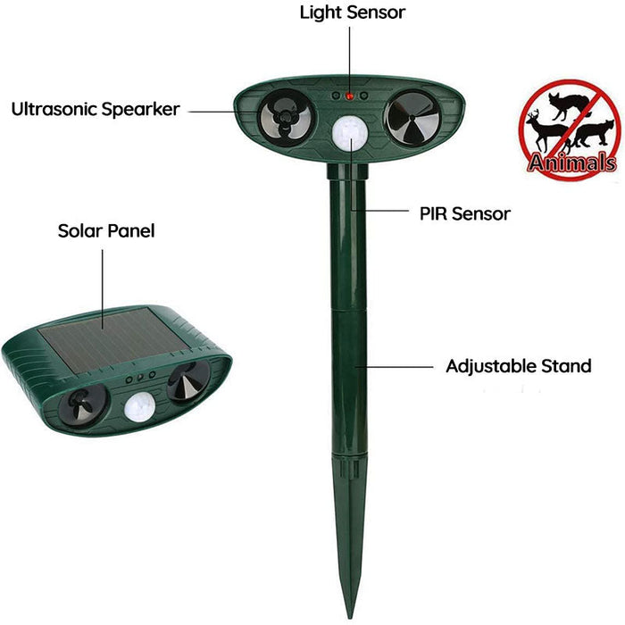 Chandni Solar-Powered Ultrasonic Animal Repeller – Motion-Activated Pest Control for Garden, Lawn & Yard