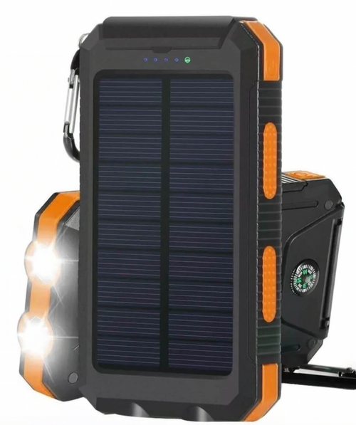Chandni Solar Power Bank – 500000mAh Portable Waterproof Outdoor Charger with Dual USB & LED Light