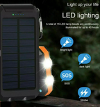Chandni Solar Power Bank – 500000mAh Portable Waterproof Outdoor Charger with Dual USB & LED Light