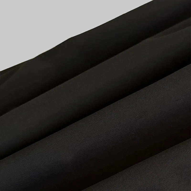 Square Neck Puff Sleeve Panel Knit Dress Black Color
