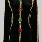 Velvet Maxi Evening Dress with Long Sleeves and Side Split