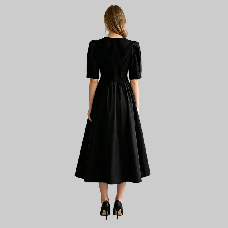 Women's knit dress featuring a square neckline