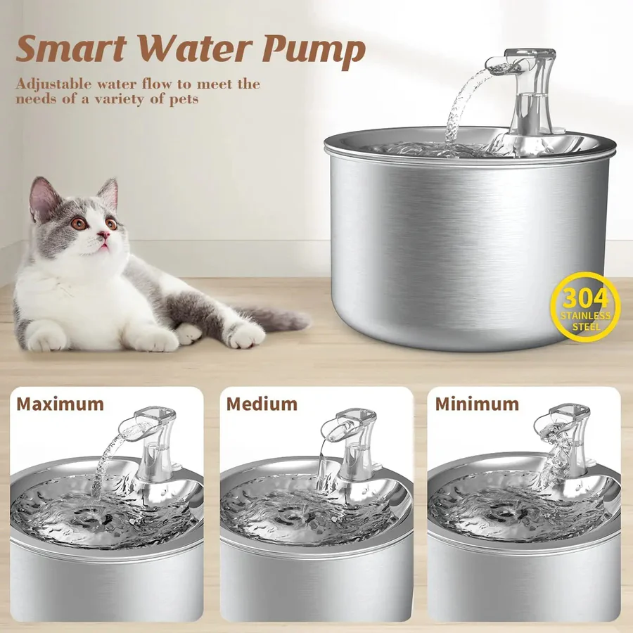 Chandni Stainless Steel Cat Water Fountain with Filter and Sensor