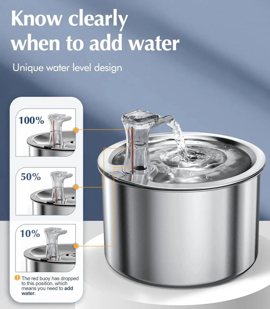 Chandni Stainless Steel Cat Water Fountain with Filter and Sensor
