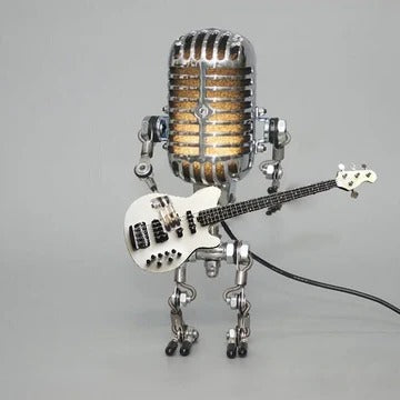 Chandni Vintage Robot Lamp with Guitar – Metal Microphone Musician Desk Light