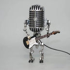 Chandni Vintage Robot Lamp with Guitar – Metal Microphone Musician Desk Light