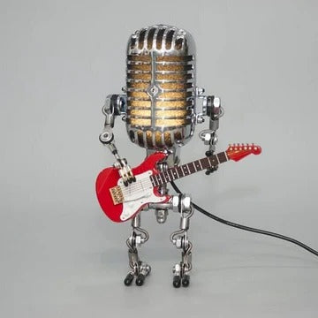 Chandni Vintage Robot Lamp with Guitar – Metal Microphone Musician Desk Light