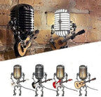 Chandni Vintage Robot Lamp with Guitar – Metal Microphone Musician Desk Light