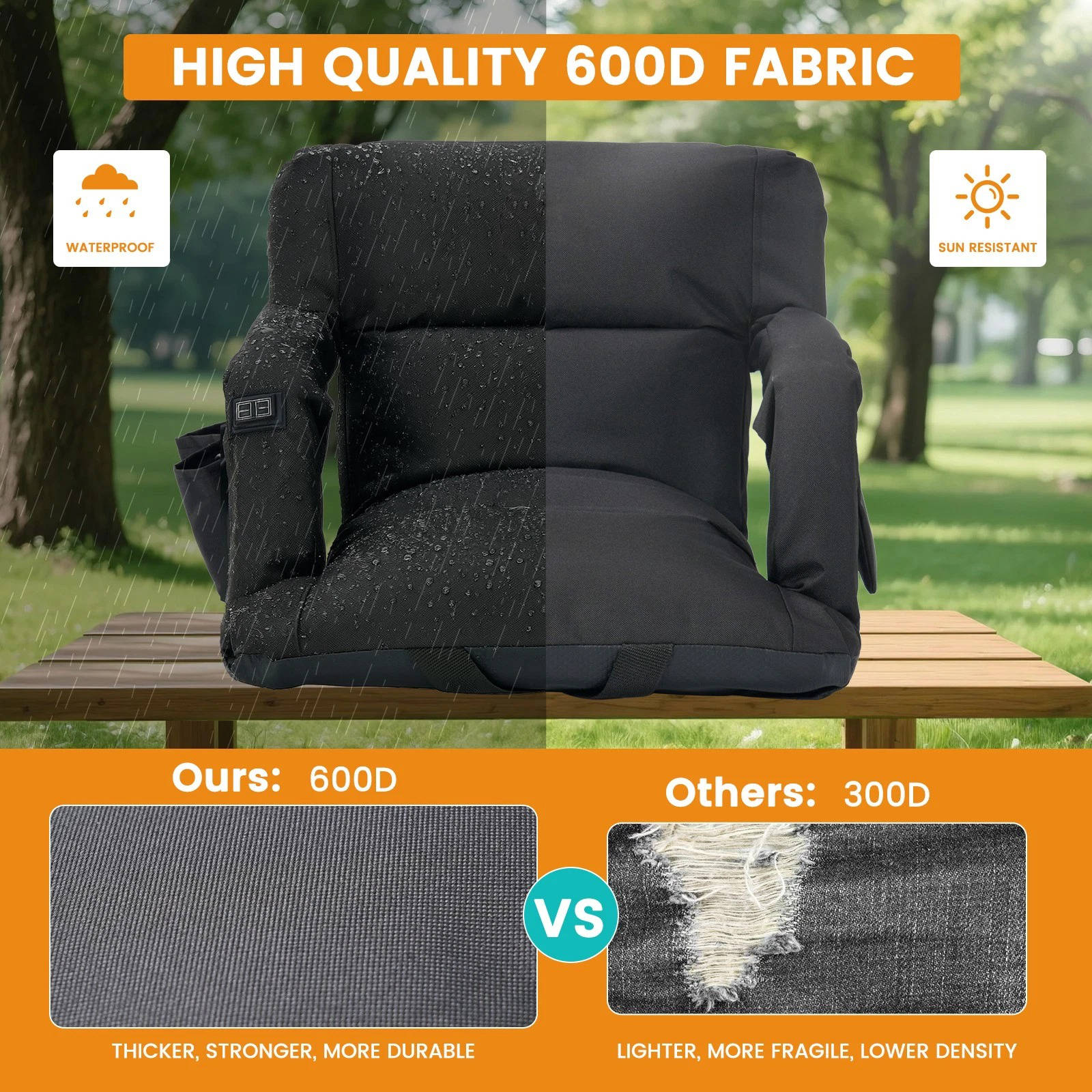 Chandni Stadium Seat with Heat & Back Support – Portable Padded Bleacher Cushion Chair