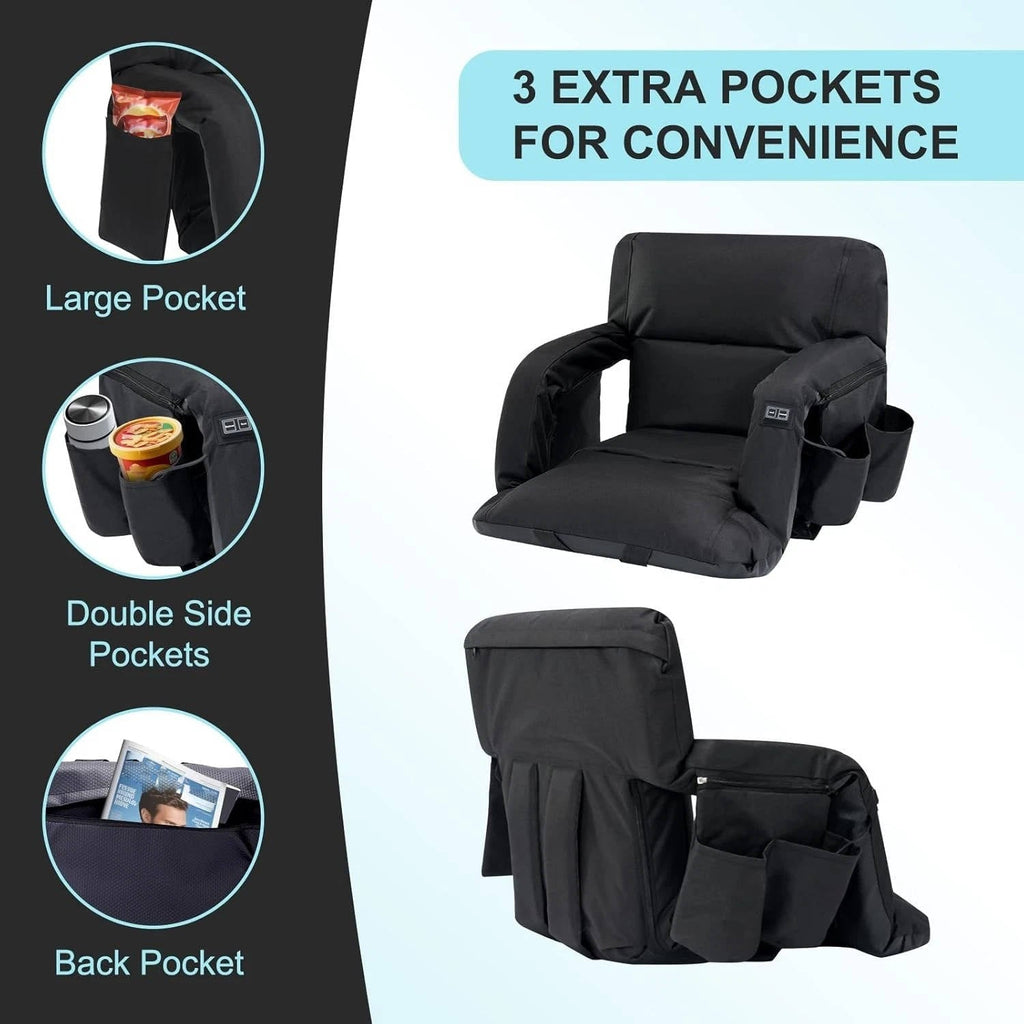 Chandni Stadium Seat with Heat & Back Support – Portable Padded Bleacher Cushion Chair