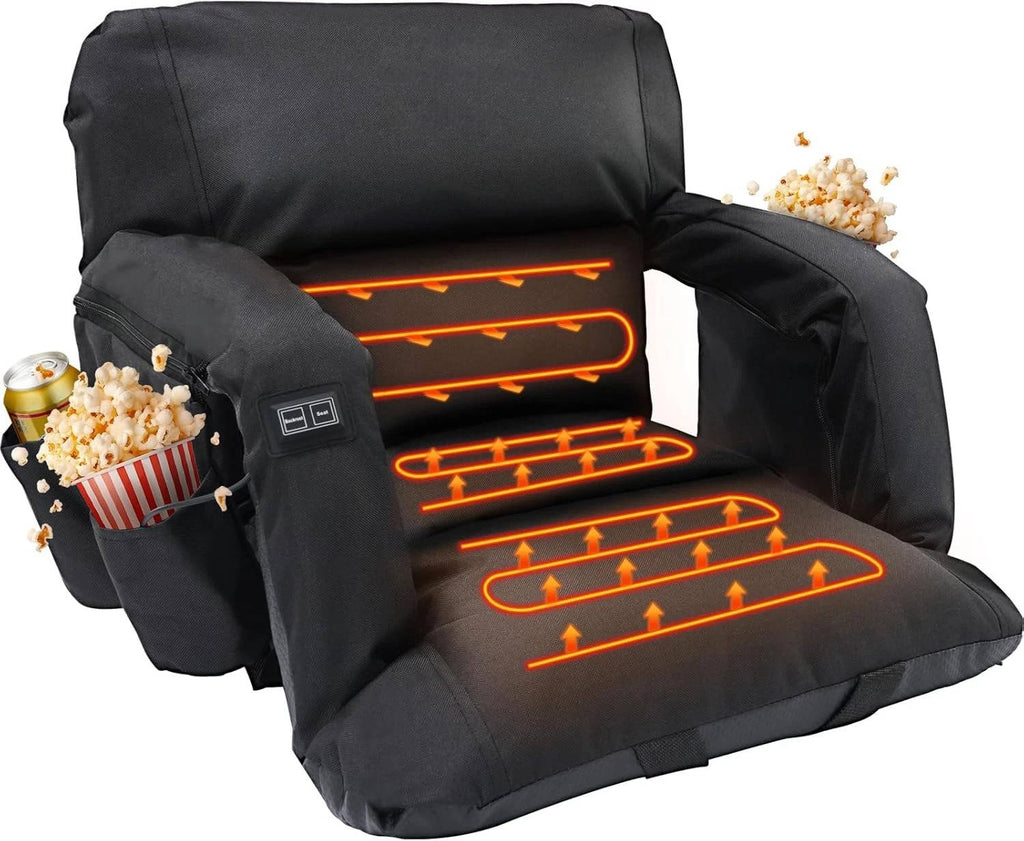 Chandni Stadium Seat with Heat & Back Support – Portable Padded Bleacher Cushion Chair