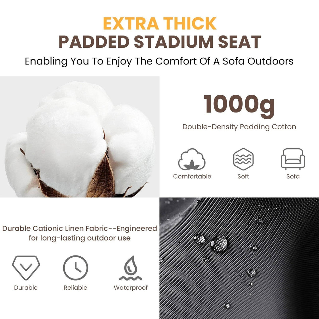 Chandni Stadium Seat with Heat & Back Support – Portable Padded Bleacher Cushion Chair