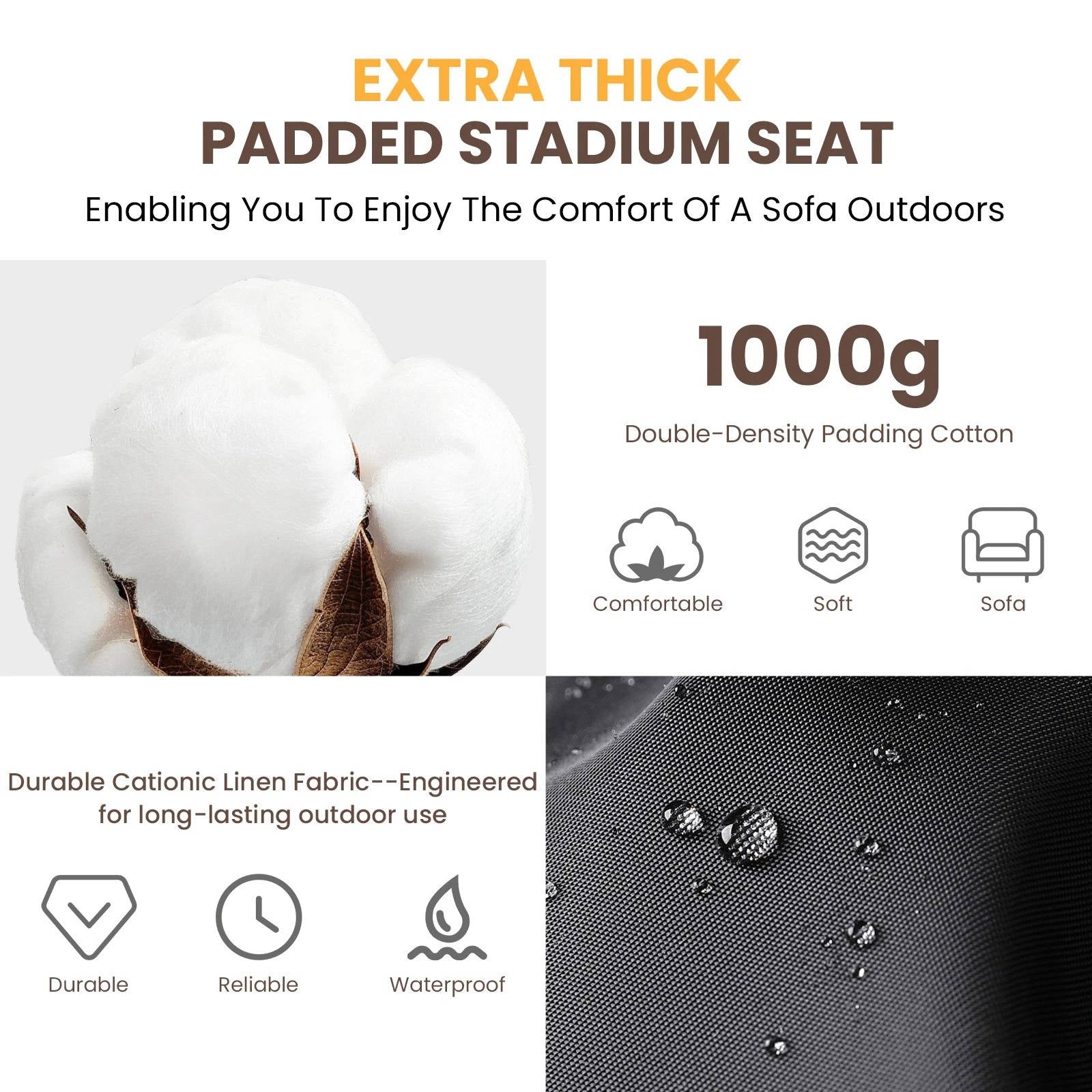 Chandni Stadium Seat with Heat & Back Support – Portable Padded Bleacher Cushion Chair