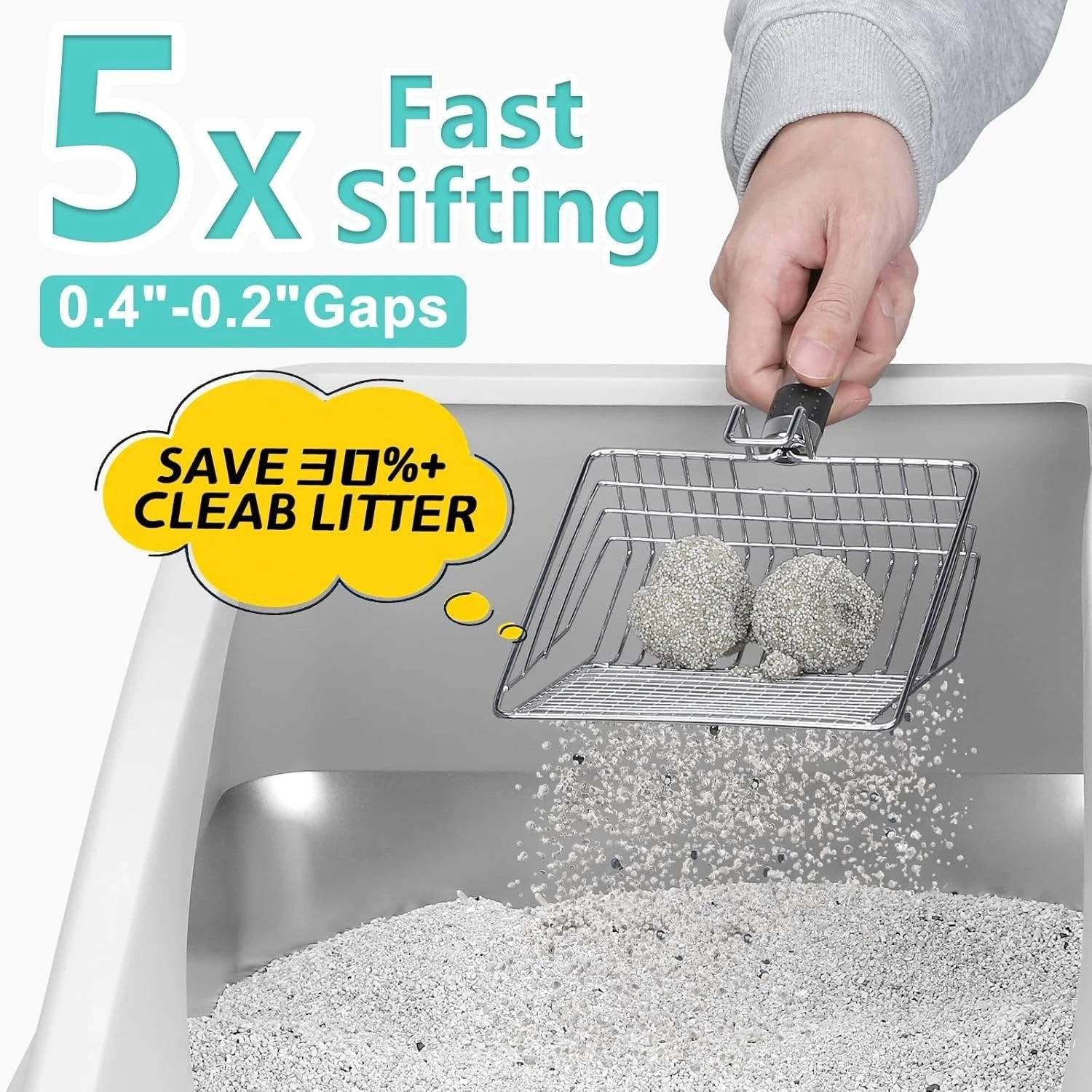 Chandni Stainless Steel Cat Litter Box, L Enclosed With Lid, Metal Scoop, Mat Included