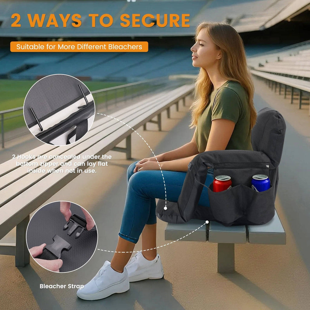 Chandni Stadium Seat with Heat & Back Support – Portable Padded Bleacher Cushion Chair