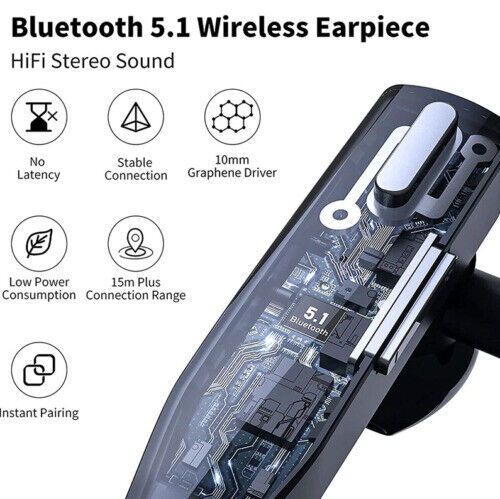 Chandni Trucker Dual Mic Wireless Bluetooth 5.1 Noise Cancelling Headset/Earpiece