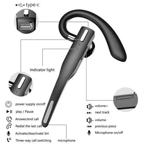 Chandni Trucker Dual Mic Wireless Bluetooth 5.1 Noise Cancelling Headset/Earpiece